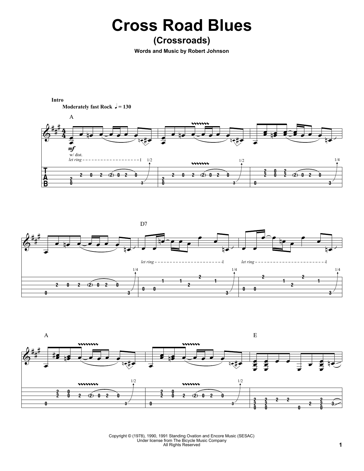 Cream Cross Road Blues (Crossroads) Sheet Music Notes & Chords for Very Easy Piano - Download or Print PDF