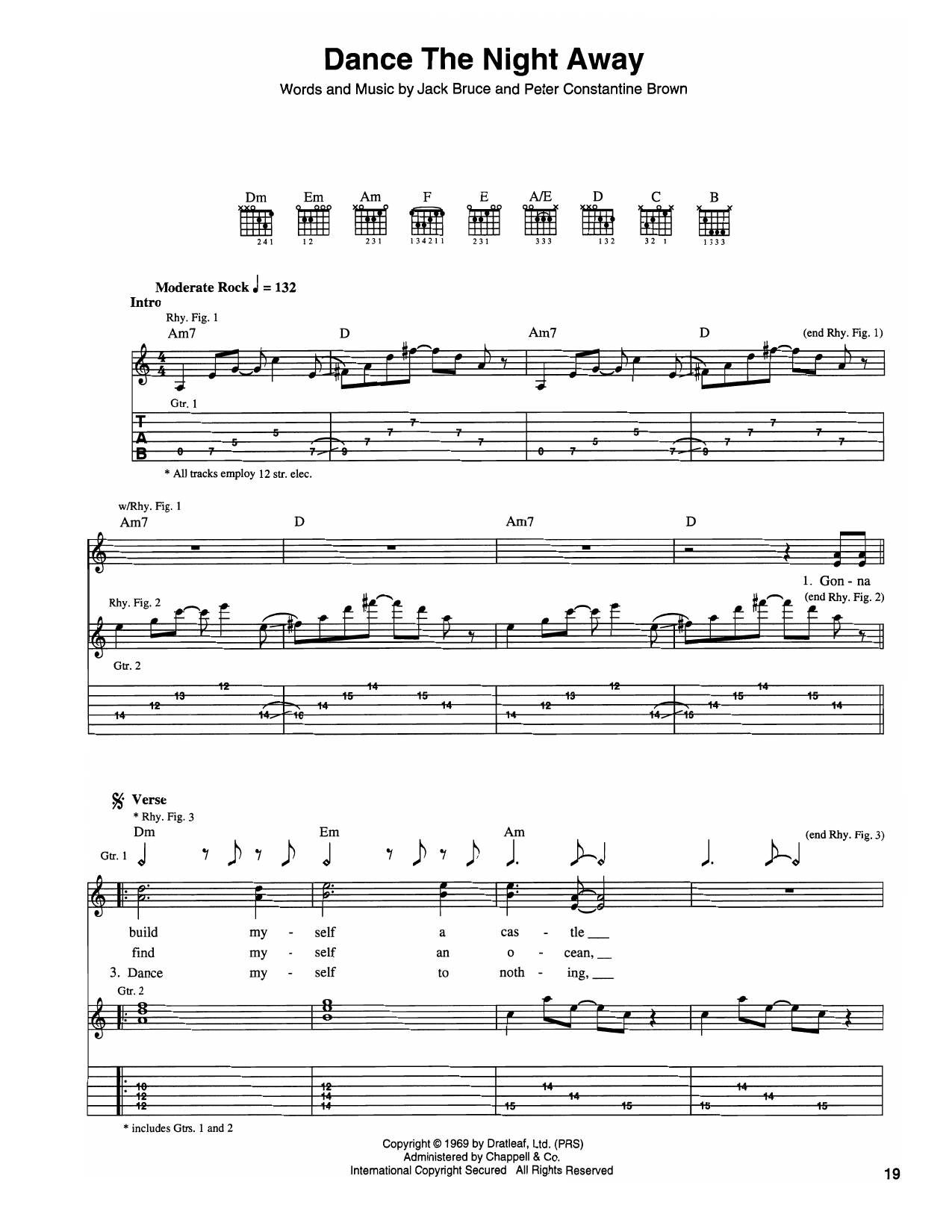 Cream Dance The Night Away Sheet Music Notes & Chords for Guitar Tab - Download or Print PDF