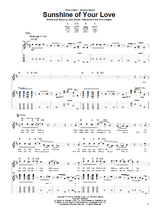 Cream Sunshine Of Your Love Sheet Music Notes & Chords for Flute - Download or Print PDF