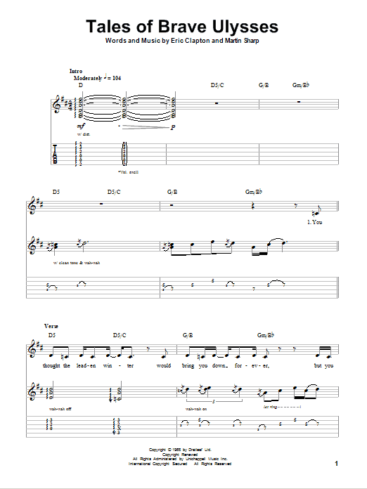 Cream Tales Of Brave Ulysses Sheet Music Notes & Chords for Guitar Tab Play-Along - Download or Print PDF