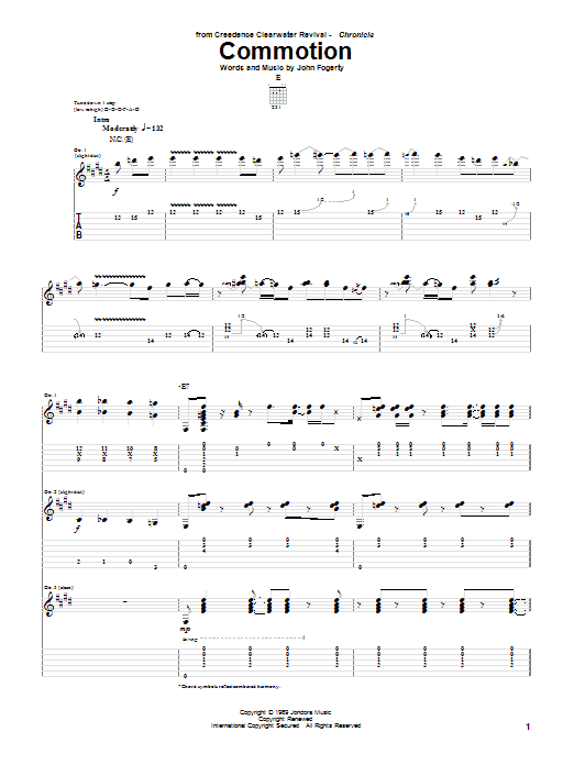 Creedence Clearwater Revival Commotion Sheet Music Notes & Chords for Guitar Tab - Download or Print PDF