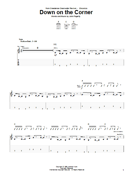 Creedence Clearwater Revival Down On The Corner Sheet Music Notes & Chords for UkeBuddy - Download or Print PDF