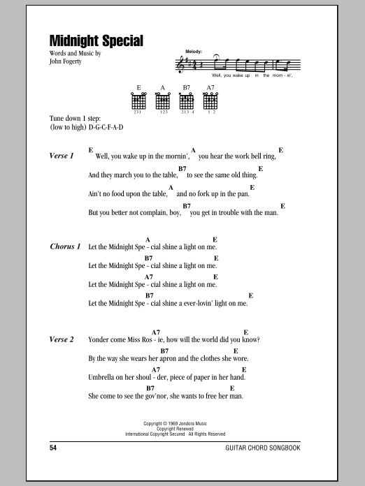 Creedence Clearwater Revival Midnight Special Sheet Music Notes & Chords for Ukulele - Download or Print PDF