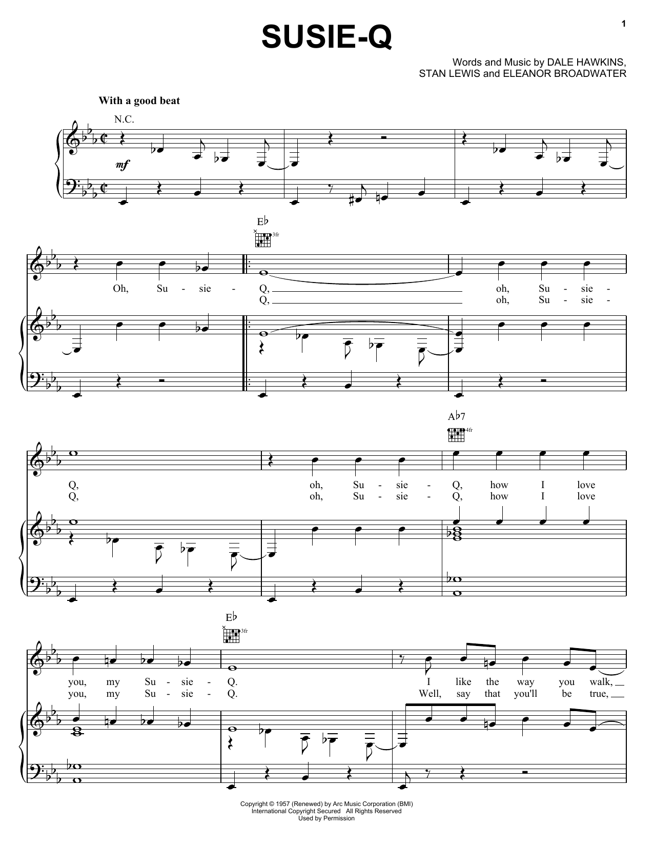 Creedence Clearwater Revival Susie-Q Sheet Music Notes & Chords for Easy Guitar Tab - Download or Print PDF