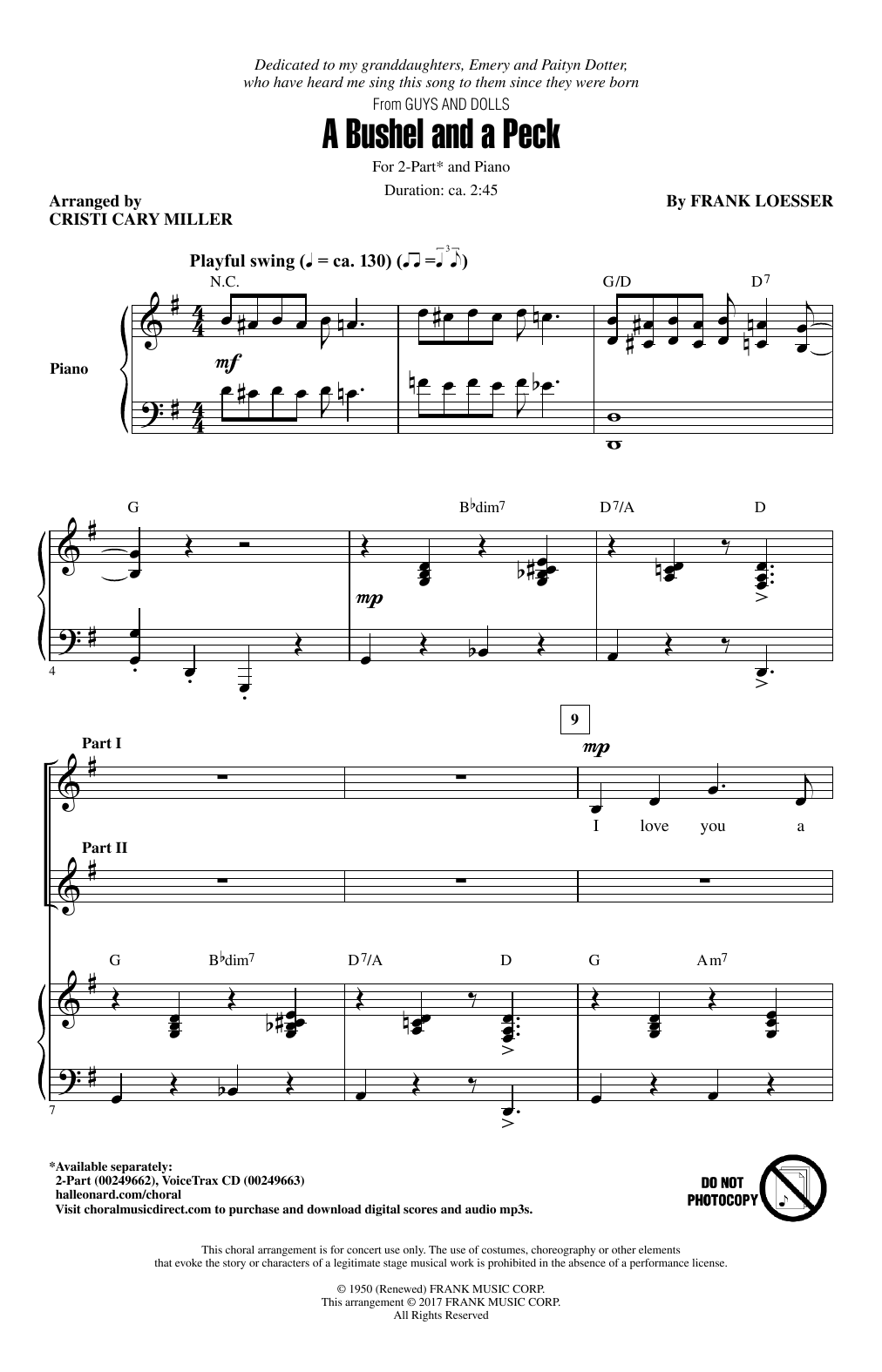 Cristi Cary Miller A Bushel And A Peck Sheet Music Notes & Chords for 2-Part Choir - Download or Print PDF