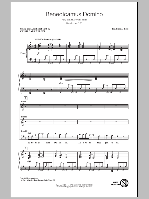 Cristi Cary Miller Benedicamus Domino Sheet Music Notes & Chords for 3-Part Mixed - Download or Print PDF