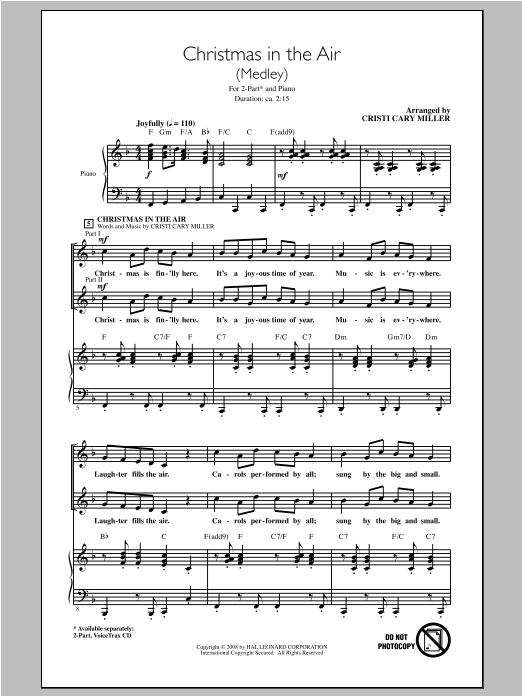 Cristi Cary Miller Christmas In The Air (Medley) Sheet Music Notes & Chords for 2-Part Choir - Download or Print PDF