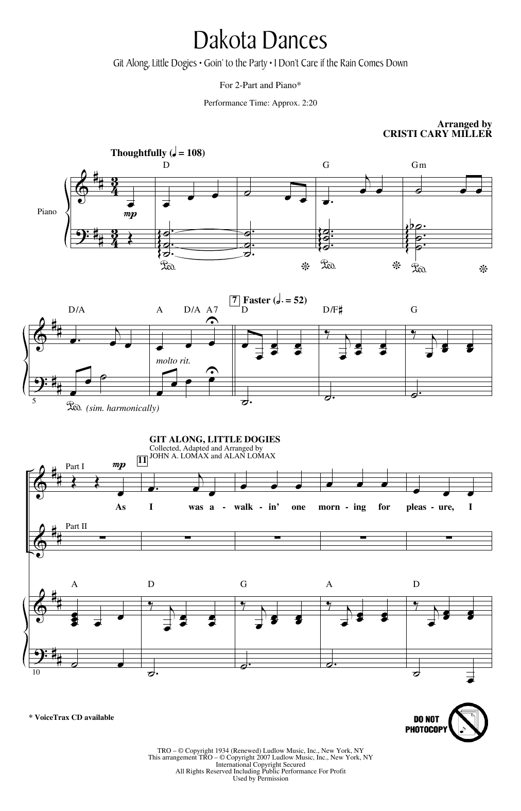Cristi Cary Miller Dakota Dances Sheet Music Notes & Chords for 2-Part Choir - Download or Print PDF
