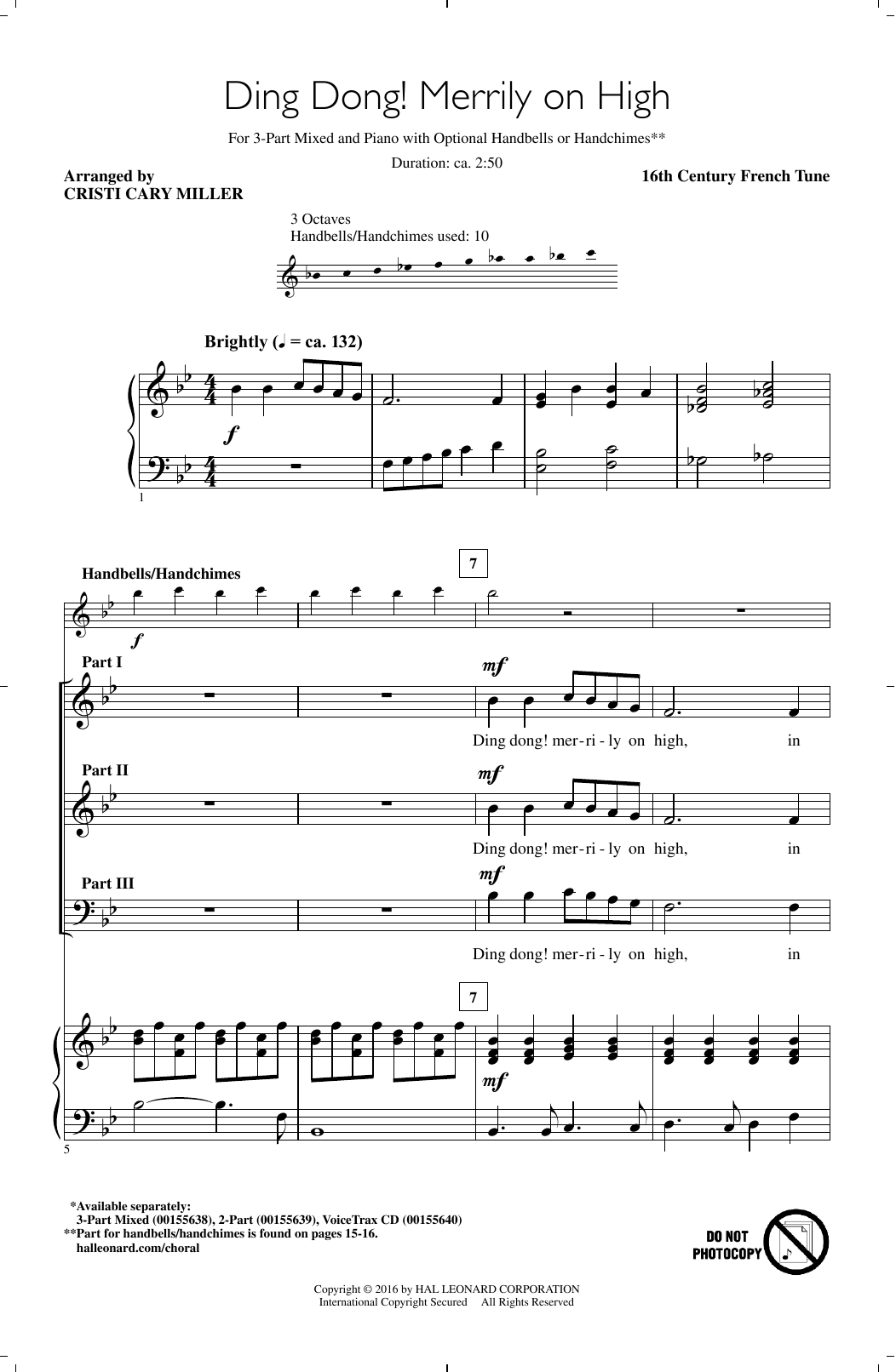 Cristi Cary Miller Ding Dong! Merrily On High Sheet Music Notes & Chords for 2-Part Choir - Download or Print PDF