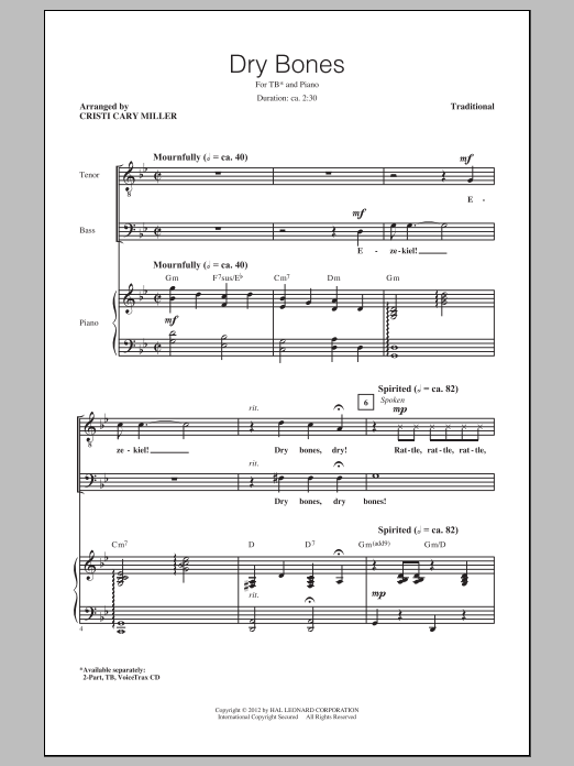 Traditional Dry Bones (arr. Cristi Cary Miller) Sheet Music Notes & Chords for TB - Download or Print PDF