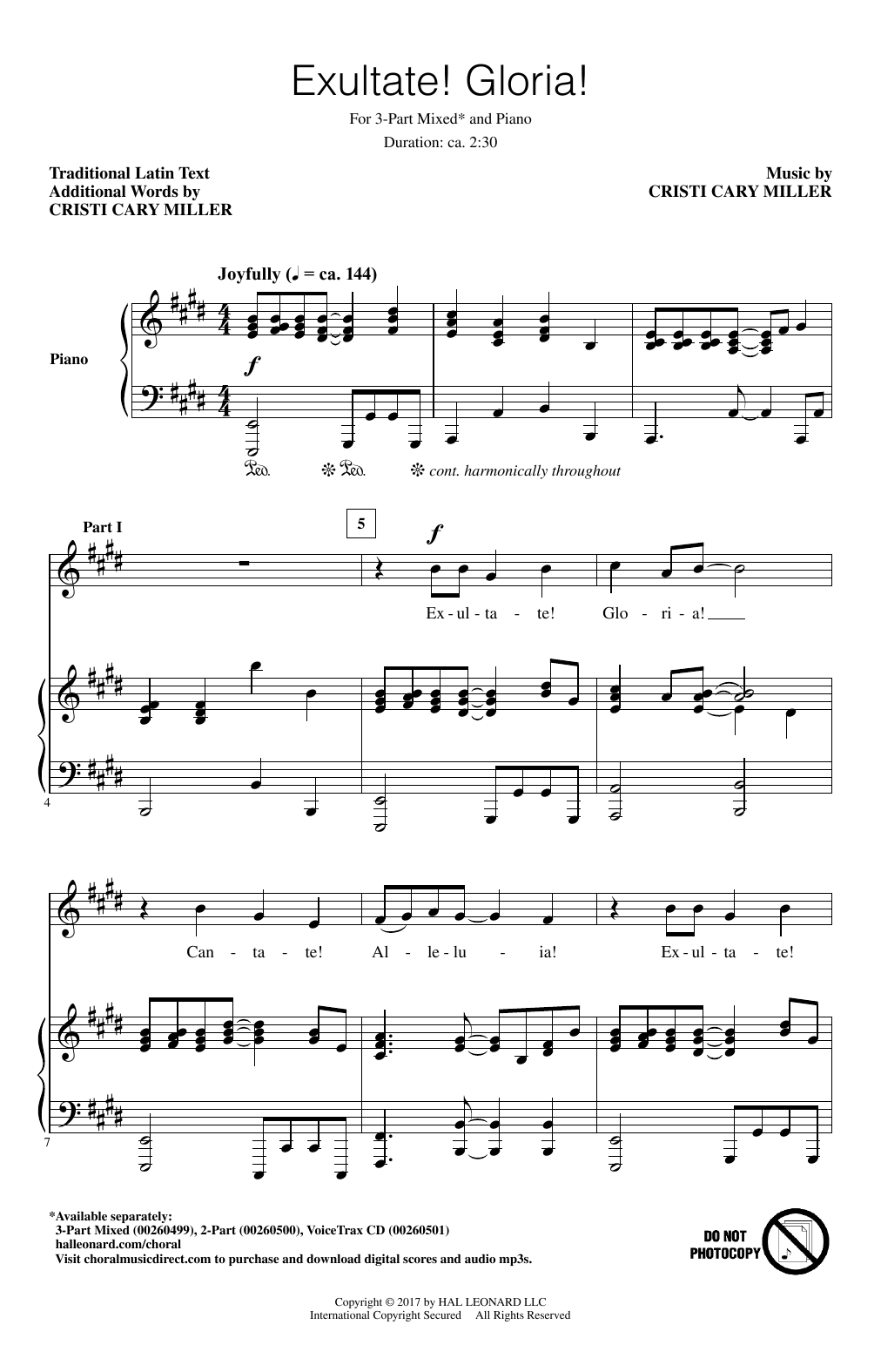 Cristi Cary Miller Exultate! Gloria! Sheet Music Notes & Chords for 3-Part Mixed - Download or Print PDF