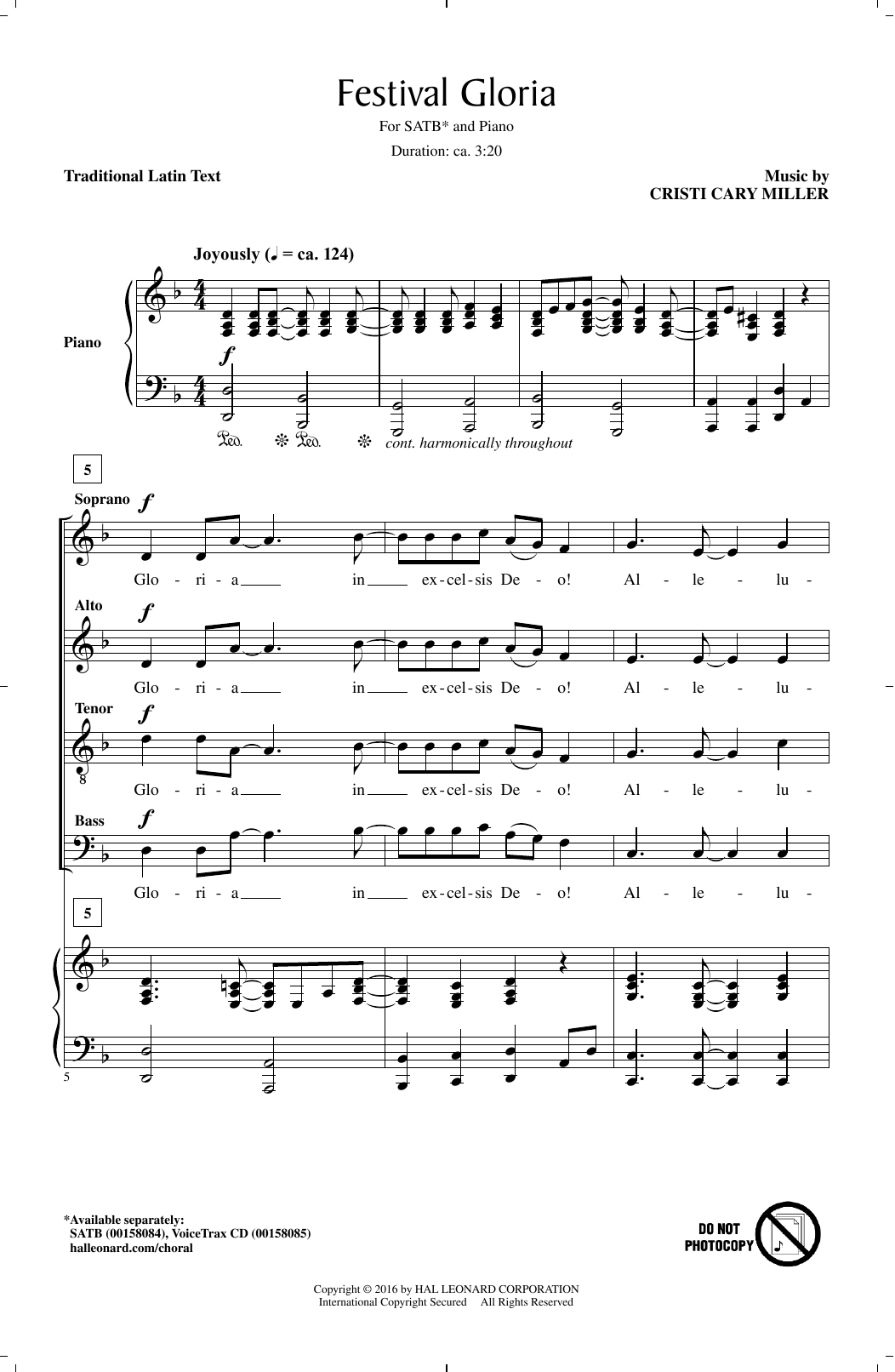 Cristi Cary Miller Festival Gloria Sheet Music Notes & Chords for SATB - Download or Print PDF