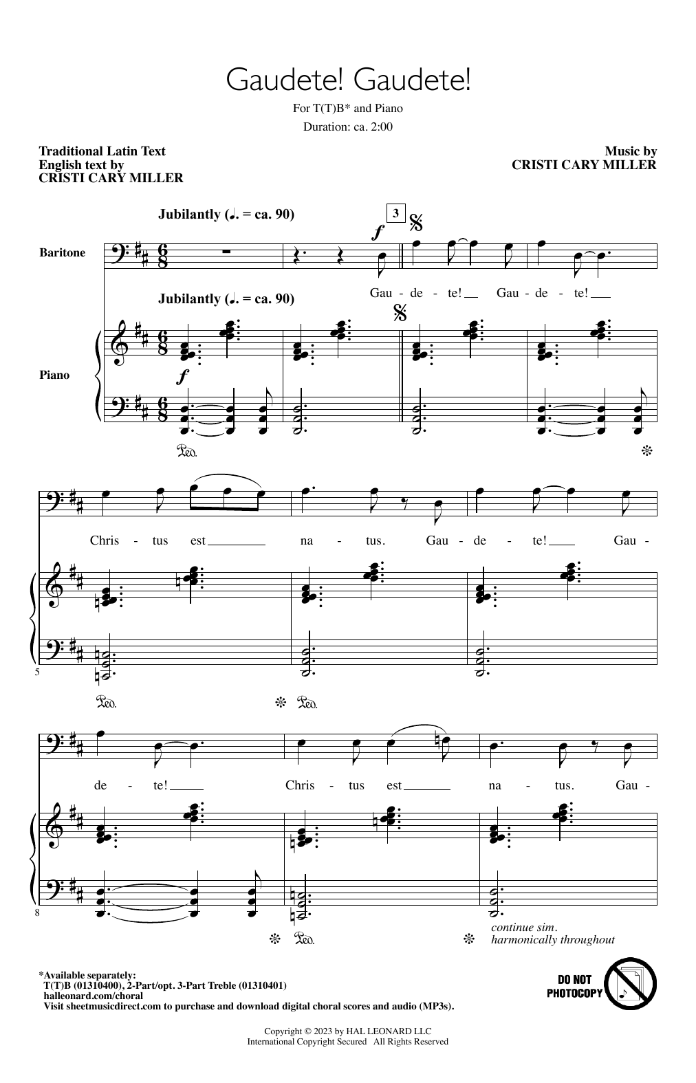 Cristi Cary Miller Gaudete! Gaudete! Sheet Music Notes & Chords for Choir - Download or Print PDF
