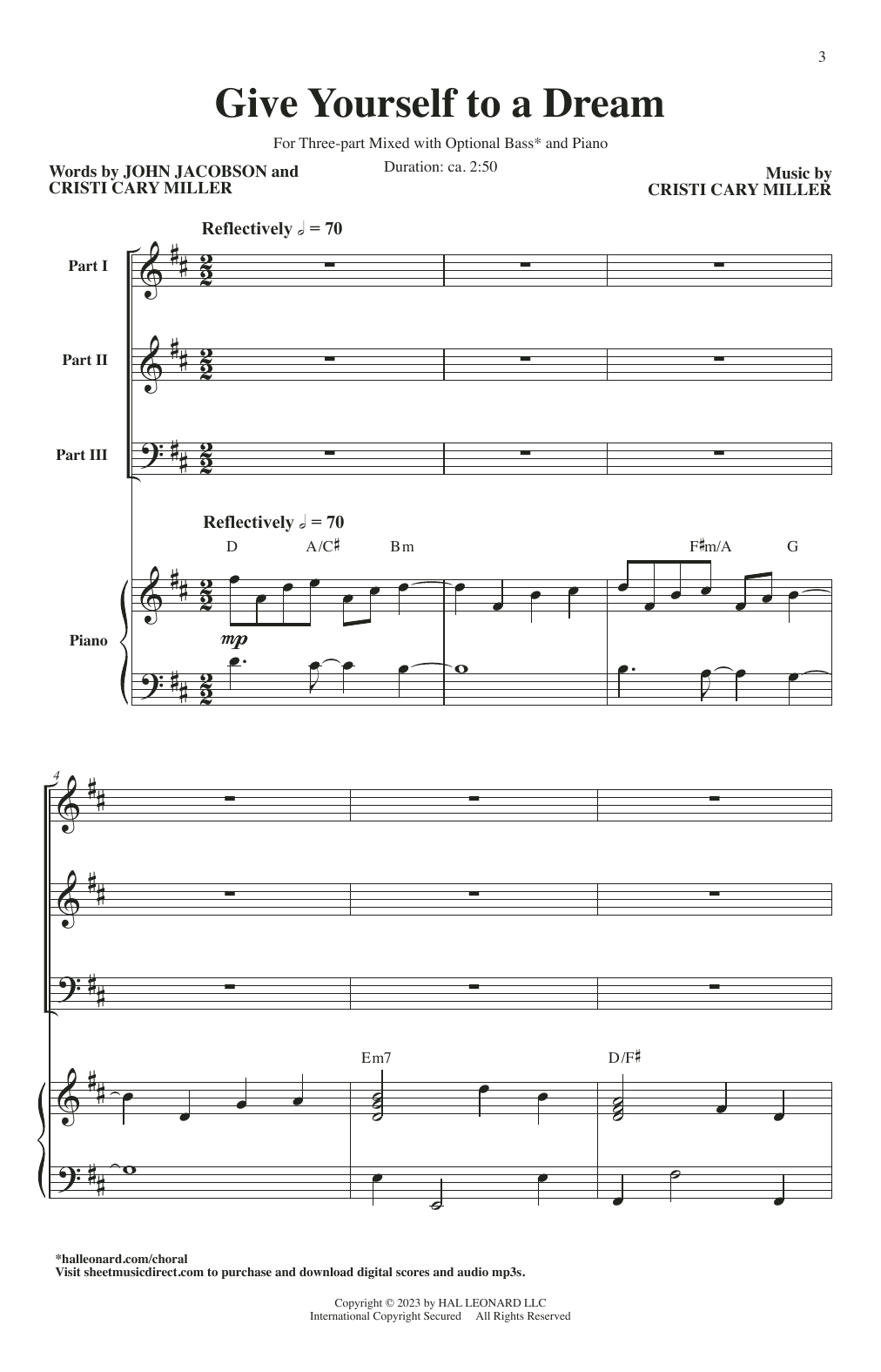Cristi Cary Miller Give Yourself To A Dream Sheet Music Notes & Chords for 3-Part Mixed Choir - Download or Print PDF
