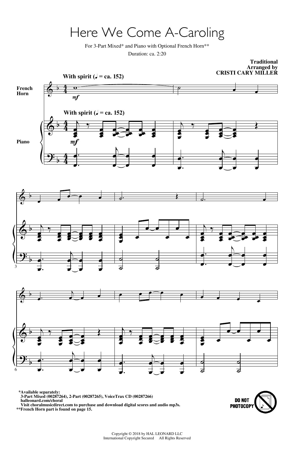 Cristi Cary Miller Here We Come A-Caroling Sheet Music Notes & Chords for 2-Part Choir - Download or Print PDF