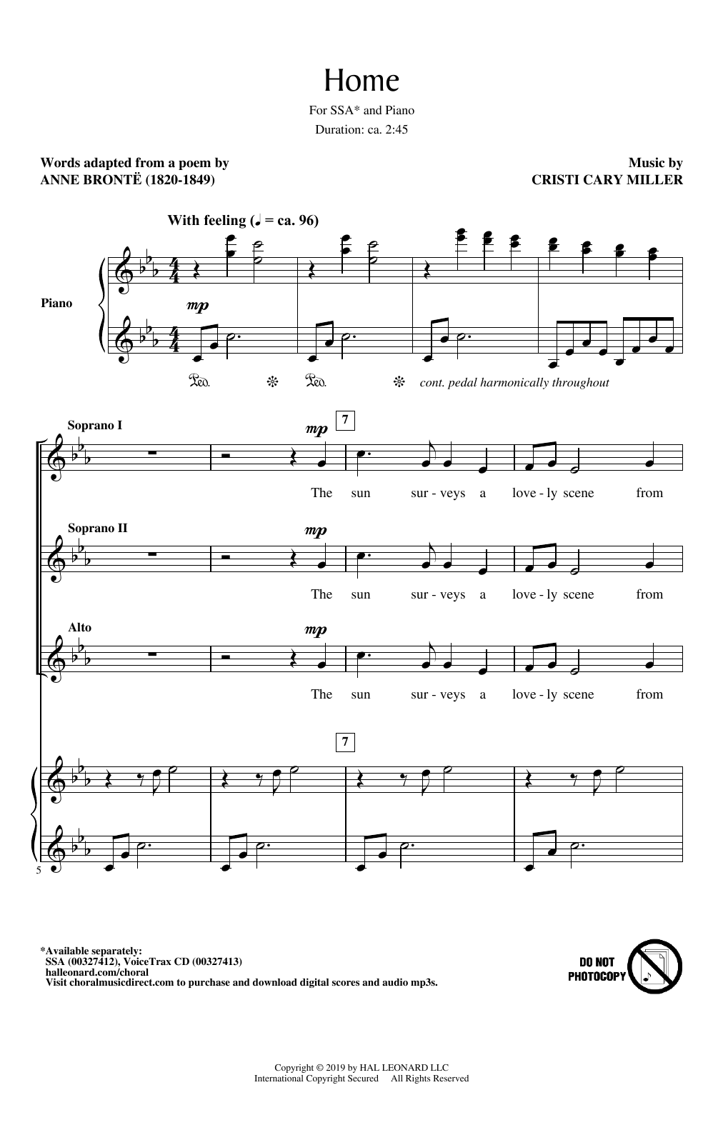 Cristi Cary Miller Home Sheet Music Notes & Chords for SSA Choir - Download or Print PDF