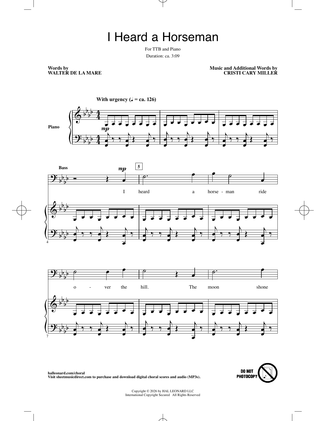 Cristi Cary Miller I Heard A Horseman Sheet Music Notes & Chords for Choir - Download or Print PDF