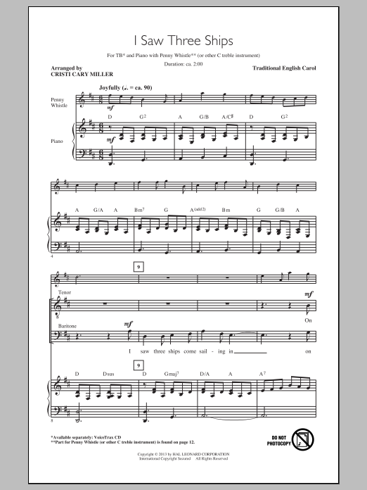 Traditional Carol I Saw Three Ships (arr. Cristi Cary Miller) Sheet Music Notes & Chords for TB - Download or Print PDF