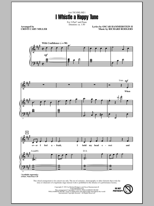 Cristi Cary Miller I Whistle A Happy Tune Sheet Music Notes & Chords for 2-Part Choir - Download or Print PDF