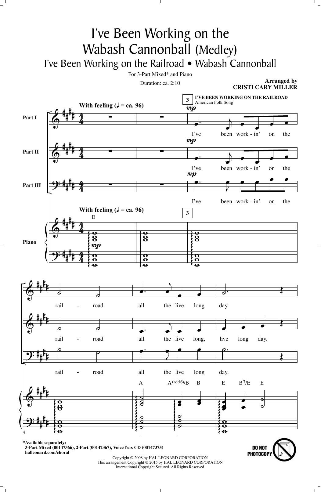Cristi Cary Miller I've Been Working On The Wabash Cannonball Sheet Music Notes & Chords for 3-Part Mixed - Download or Print PDF
