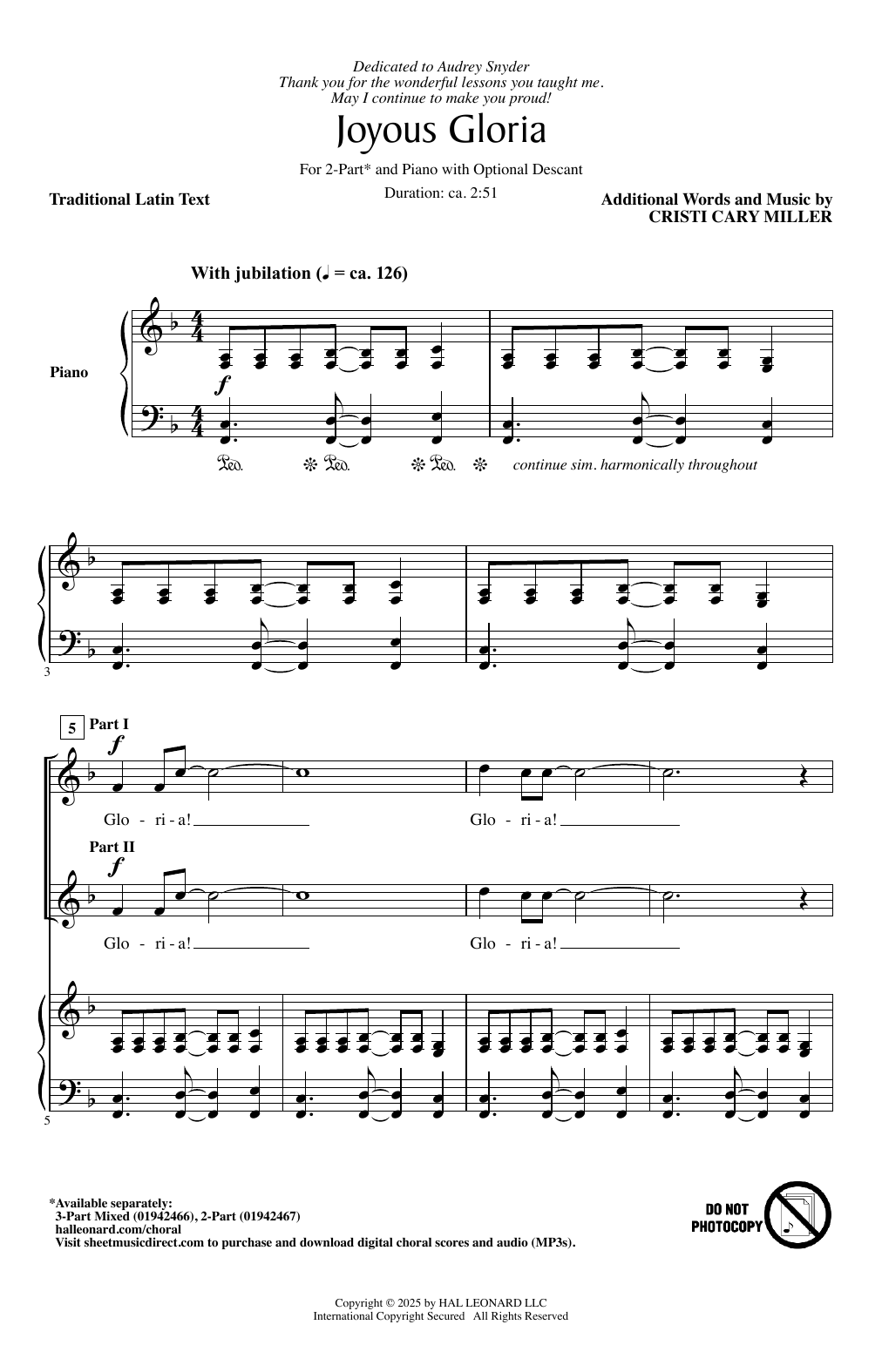 Cristi Cary Miller Joyous Gloria Sheet Music Notes & Chords for 3-Part Mixed Choir - Download or Print PDF
