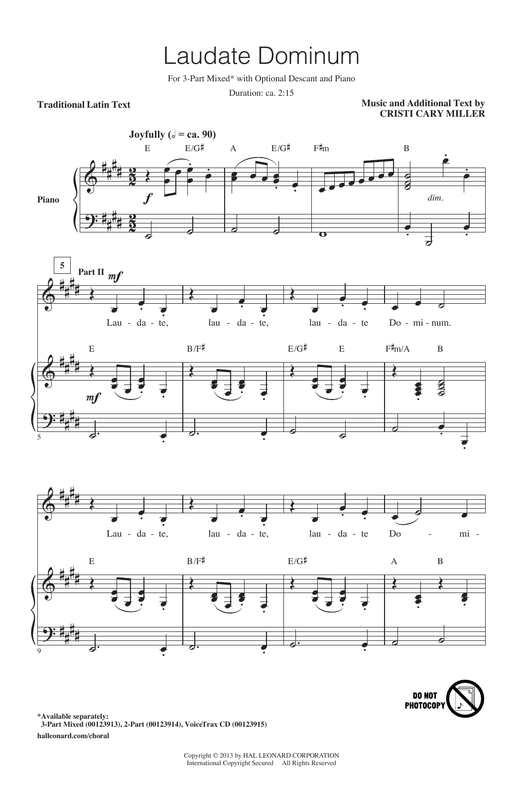 Cristi Cary Miller Laudate Dominum Sheet Music Notes & Chords for 3-Part Mixed - Download or Print PDF