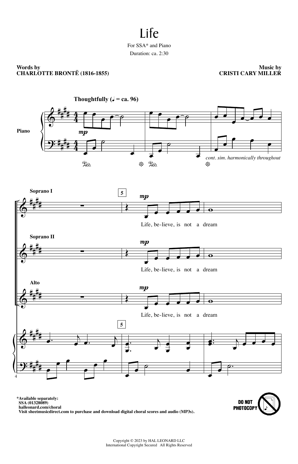 Cristi Cary Miller Life Sheet Music Notes & Chords for SSA Choir - Download or Print PDF