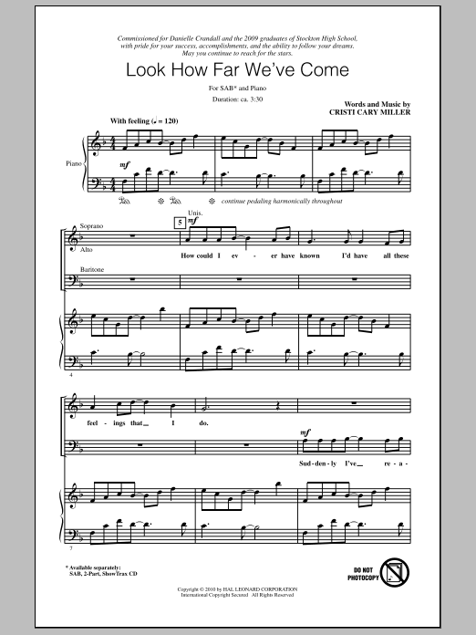 Cristi Cary Miller Look How Far We've Come Sheet Music Notes & Chords for SAB - Download or Print PDF