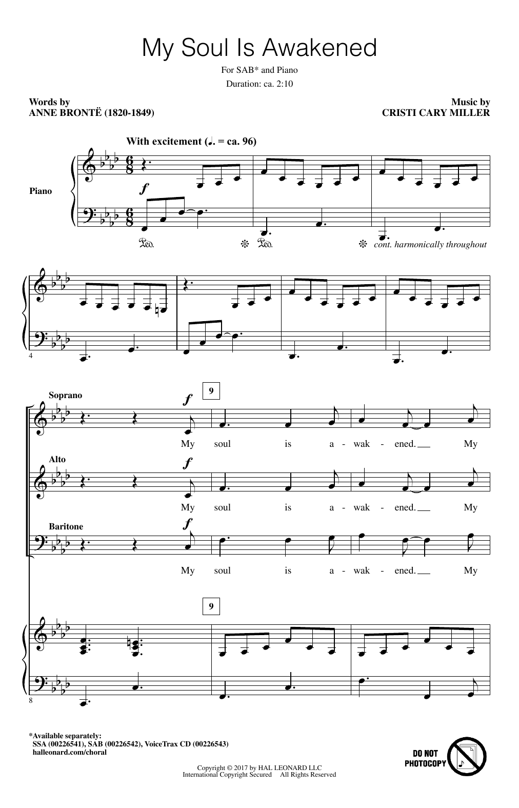 Cristi Cary Miller My Soul Is Awakened Sheet Music Notes & Chords for SSA - Download or Print PDF