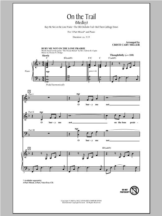 Cristi Cary Miller On The Trail (Medley) Sheet Music Notes & Chords for 3-Part Mixed - Download or Print PDF