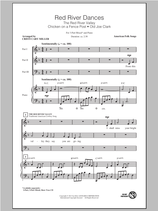 Cristi Cary Miller Red River Dances Sheet Music Notes & Chords for 3-Part Mixed - Download or Print PDF