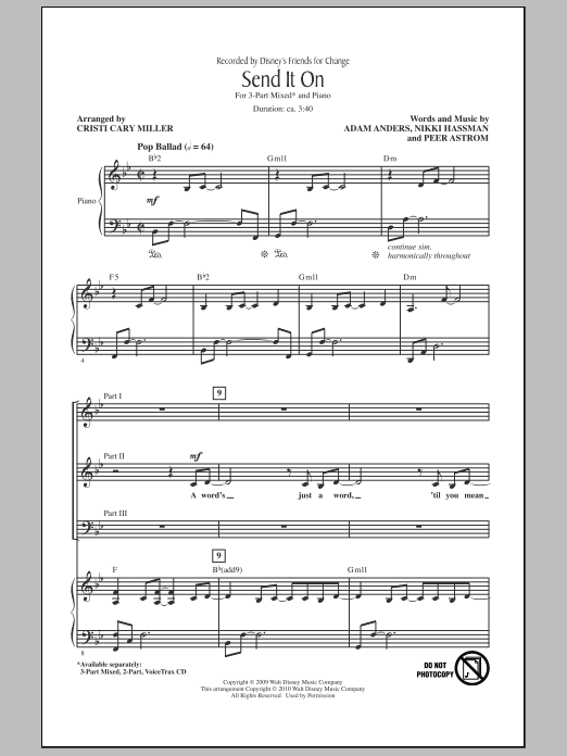 Cristi Cary Miller Send It On Sheet Music Notes & Chords for 3-Part Mixed - Download or Print PDF