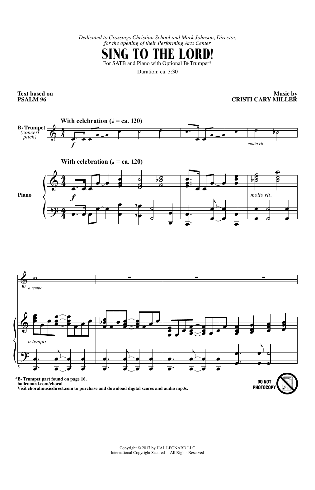 Cristi Cary Miller Sing To The Lord! Sheet Music Notes & Chords for Choir - Download or Print PDF