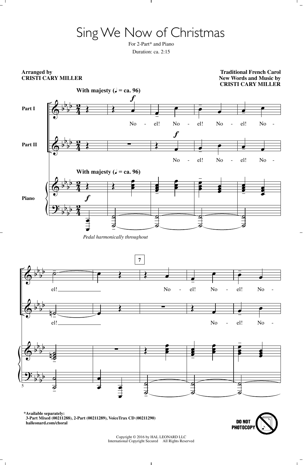 Cristi Cary Miller Sing We Now Of Christmas Sheet Music Notes & Chords for 2-Part Choir - Download or Print PDF