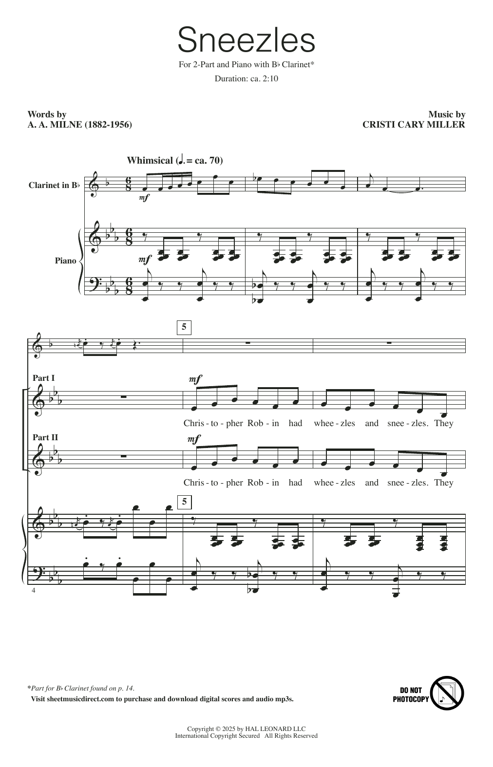 Cristi Cary Miller Sneezles Sheet Music Notes & Chords for 2-Part Choir - Download or Print PDF