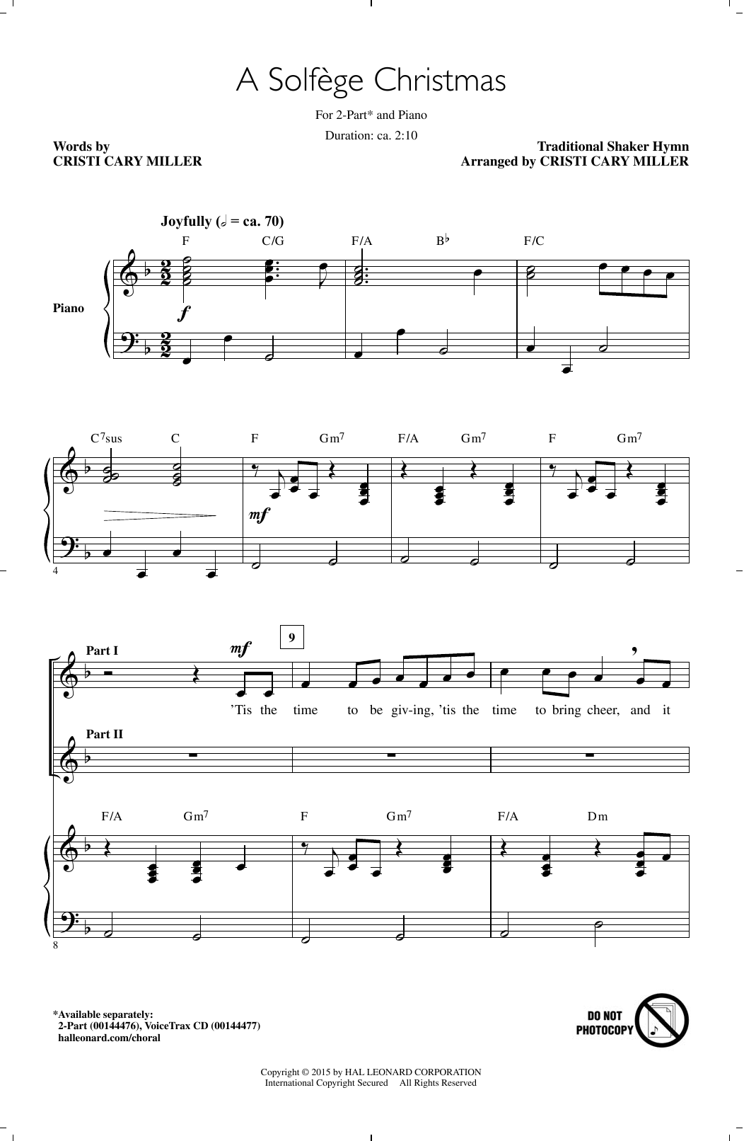 Cristi Cary Miller Solfege Christmas Sheet Music Notes & Chords for 2-Part Choir - Download or Print PDF