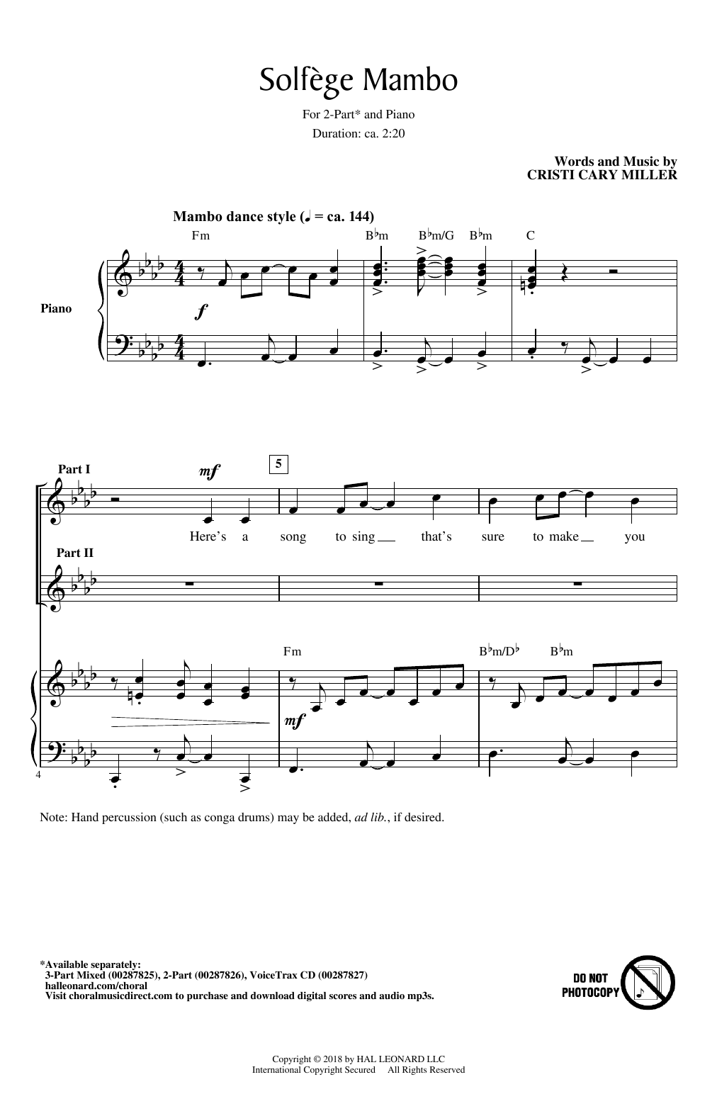 Cristi Cary Miller Solfege Mambo Sheet Music Notes & Chords for 2-Part Choir - Download or Print PDF