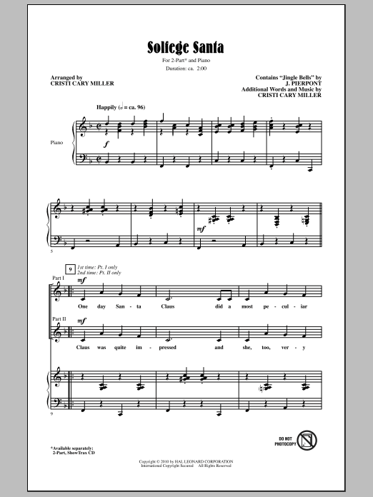 Cristi Cary Miller Solfege Santa Sheet Music Notes & Chords for 2-Part Choir - Download or Print PDF