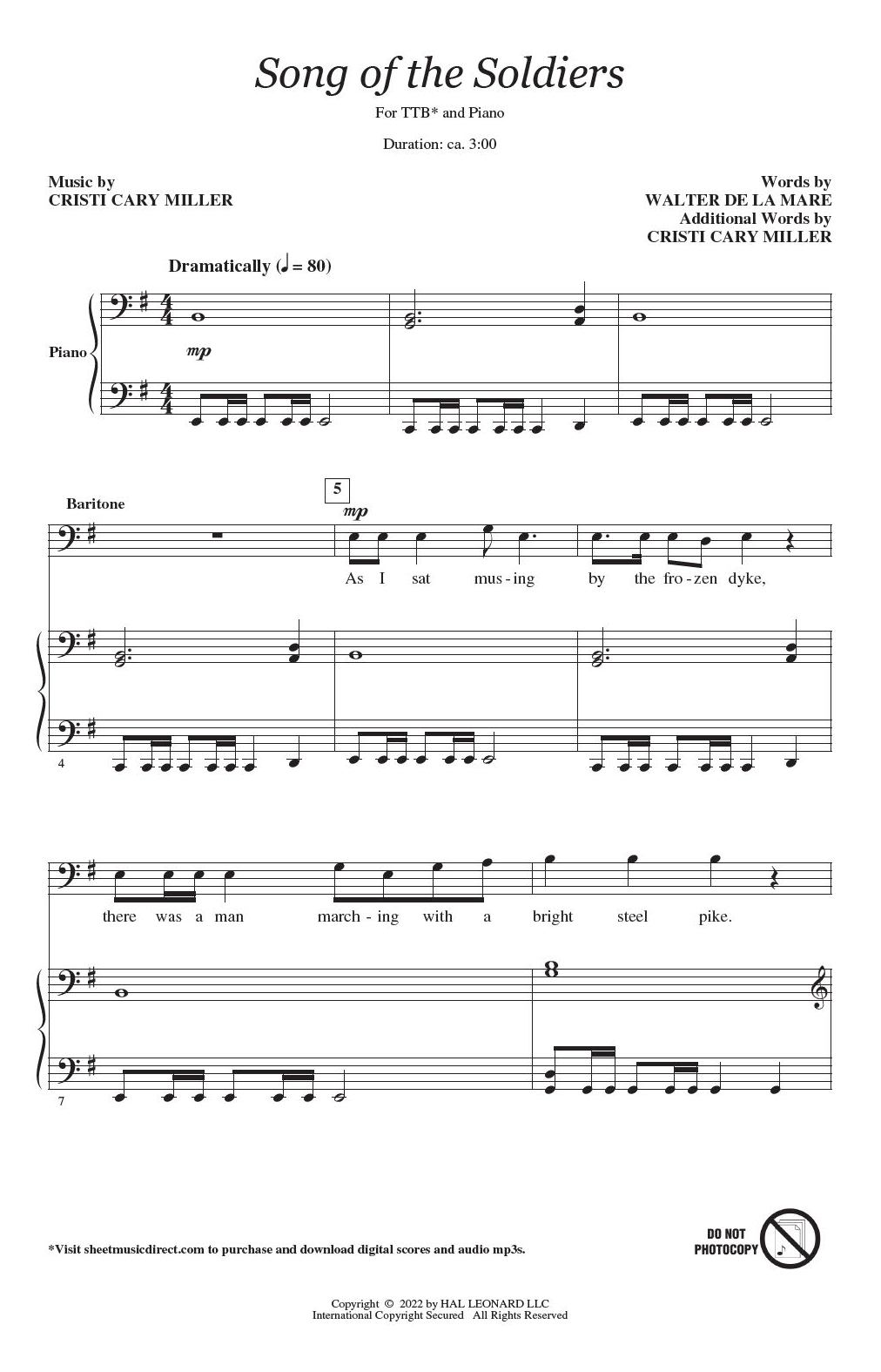 Cristi Cary Miller Song Of The Soldiers Sheet Music Notes & Chords for TTBB Choir - Download or Print PDF