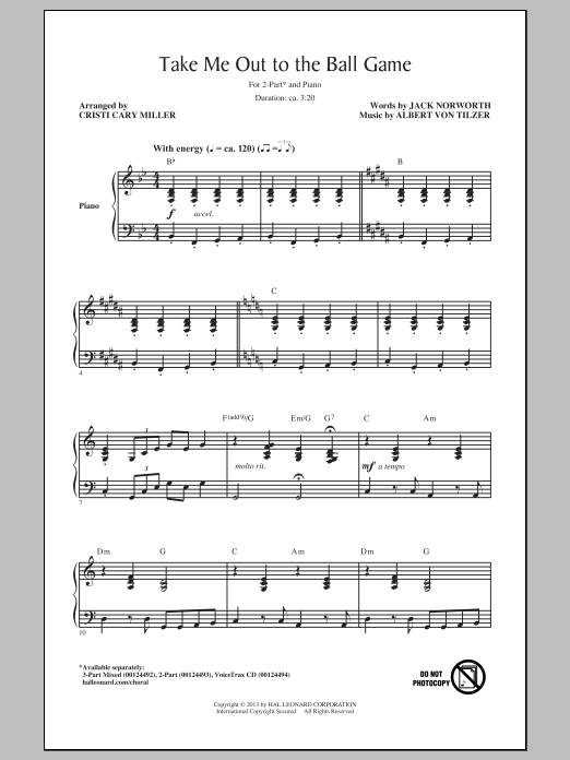 Cristi Cary Miller Take Me Out To The Ball Game Sheet Music Notes & Chords for 2-Part Choir - Download or Print PDF