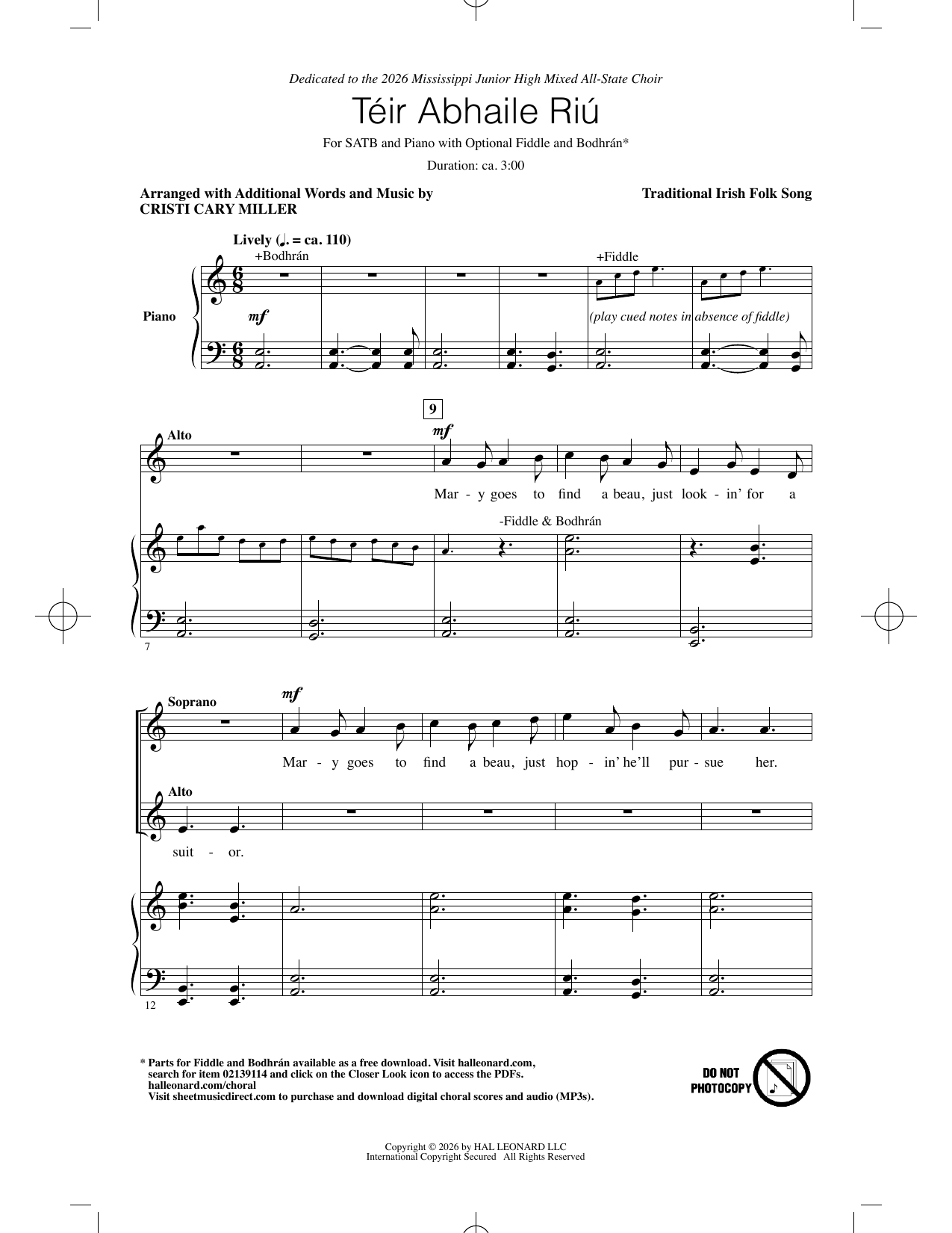 Cristi Cary Miller Téir Abhaile Riú Sheet Music Notes & Chords for SATB Choir - Download or Print PDF