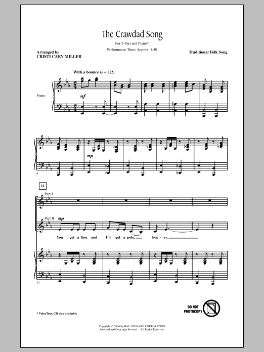 Cristi Cary Miller The Crawdad Song Sheet Music Notes & Chords for 3-Part Mixed - Download or Print PDF