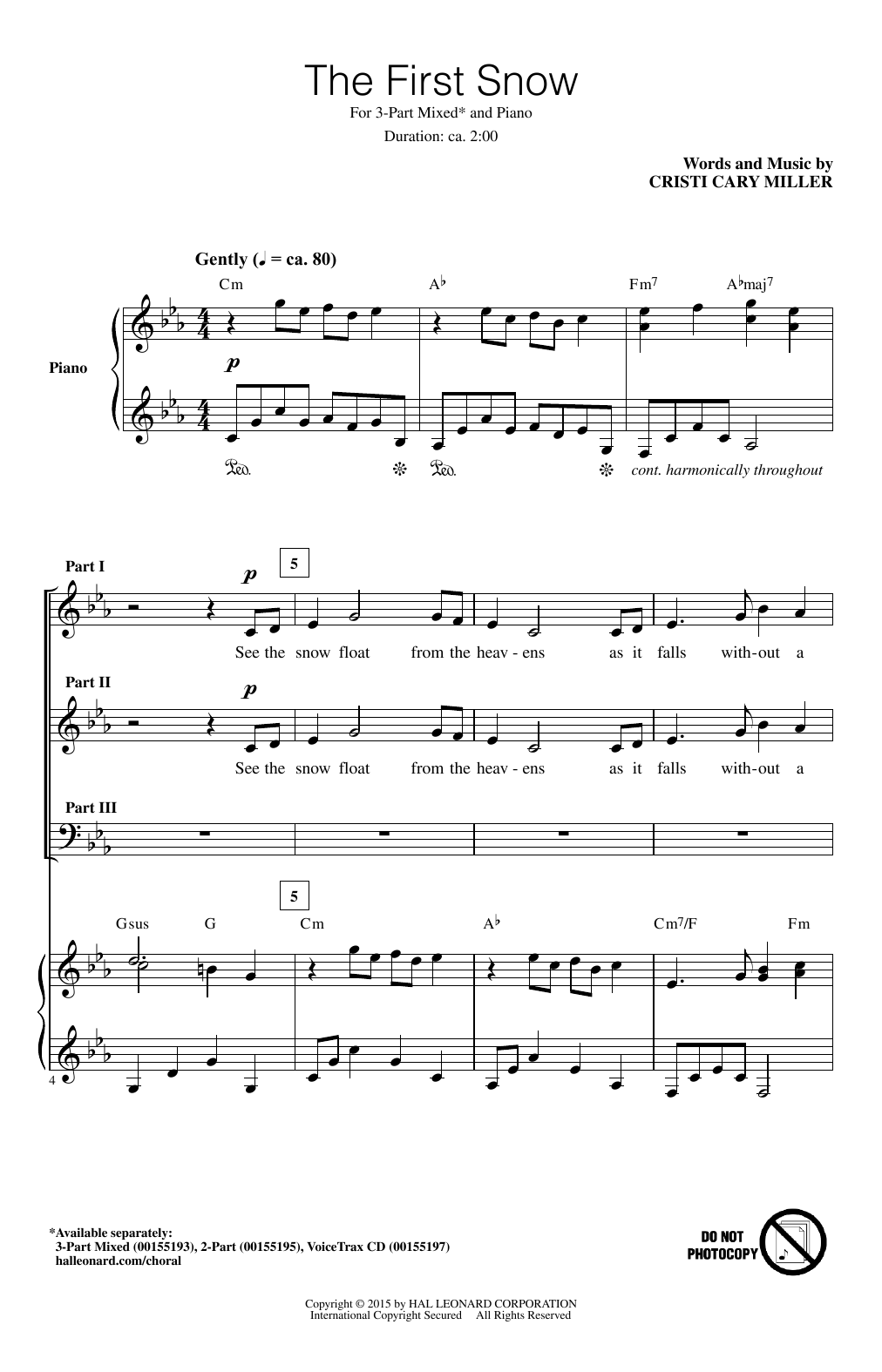 Cristi Cary Miller The First Snow Sheet Music Notes & Chords for 2-Part Choir - Download or Print PDF