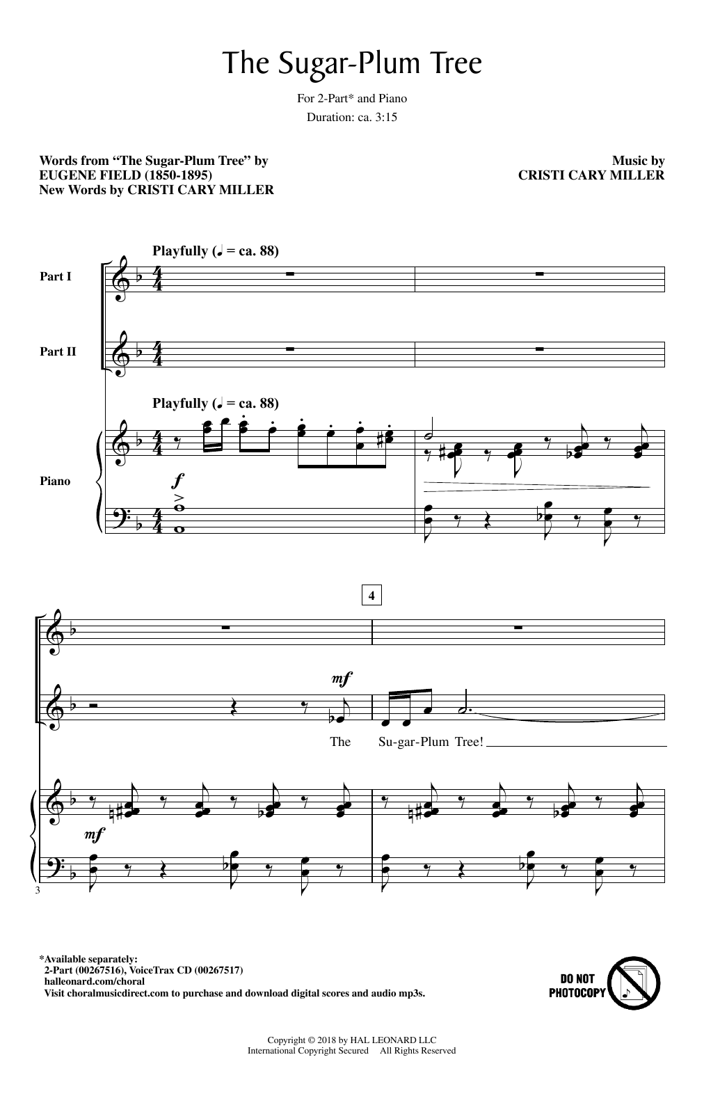 Cristi Cary Miller The Sugar-Plum Tree Sheet Music Notes & Chords for 2-Part Choir - Download or Print PDF