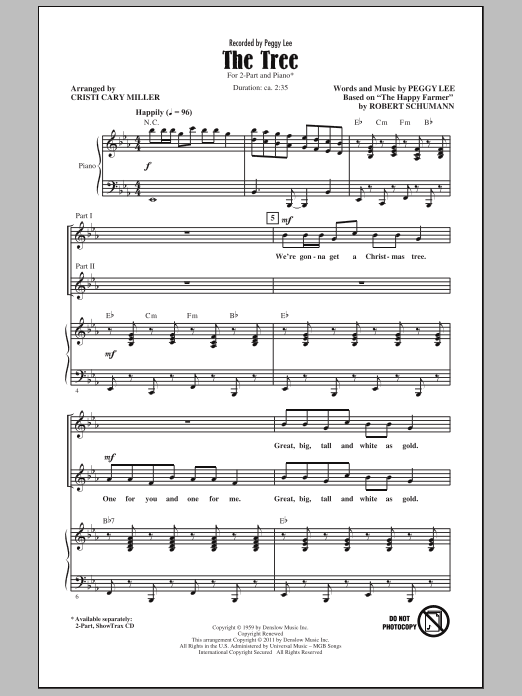 Peggy Lee The Tree (arr. Cristi Cary Miller) Sheet Music Notes & Chords for 2-Part Choir - Download or Print PDF
