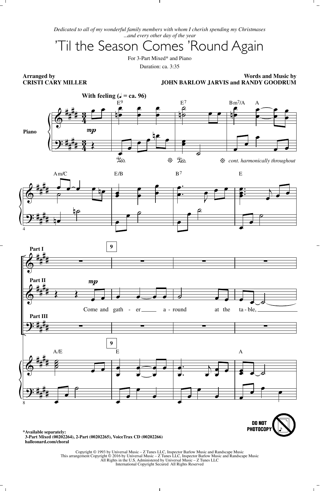Cristi Cary Miller 'Til The Season Comes 'Round Again Sheet Music Notes & Chords for 2-Part Choir - Download or Print PDF