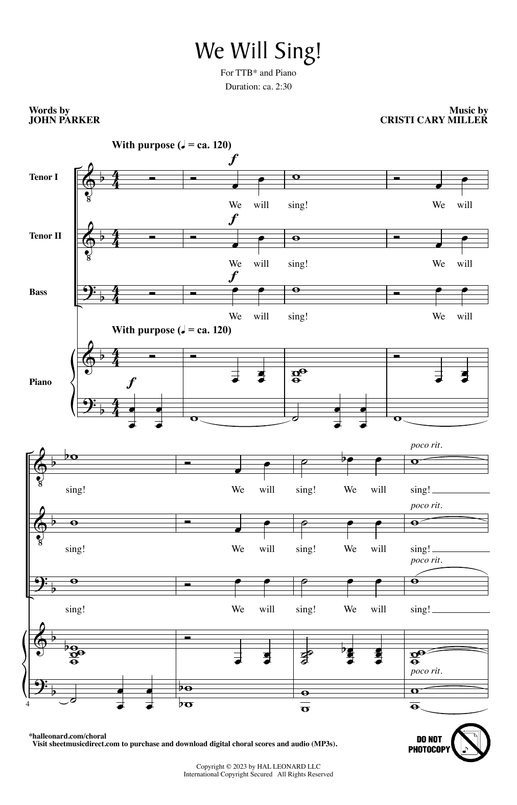 Cristi Cary Miller We Will Sing! Sheet Music Notes & Chords for Choir - Download or Print PDF