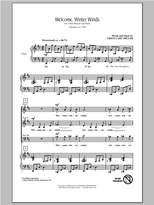 Cristi Cary Miller Welcome Winter Winds Sheet Music Notes & Chords for 2-Part Choir - Download or Print PDF