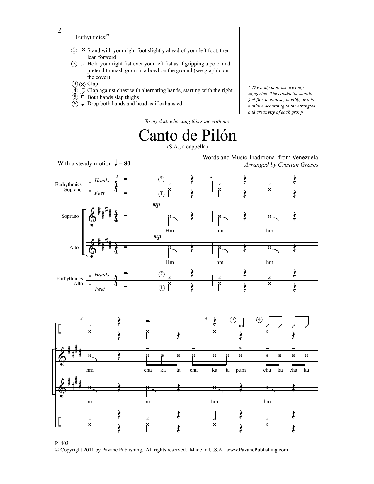 Cristian Grases Canto de Pilon Sheet Music Notes & Chords for Choral - Download or Print PDF