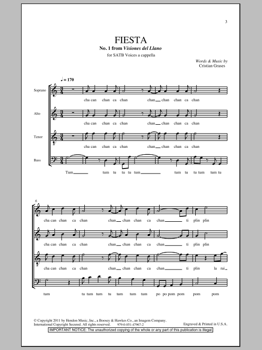 Cristian Grases Fiesta (No. 1 From Visiones Dellano) Sheet Music Notes & Chords for SATB - Download or Print PDF